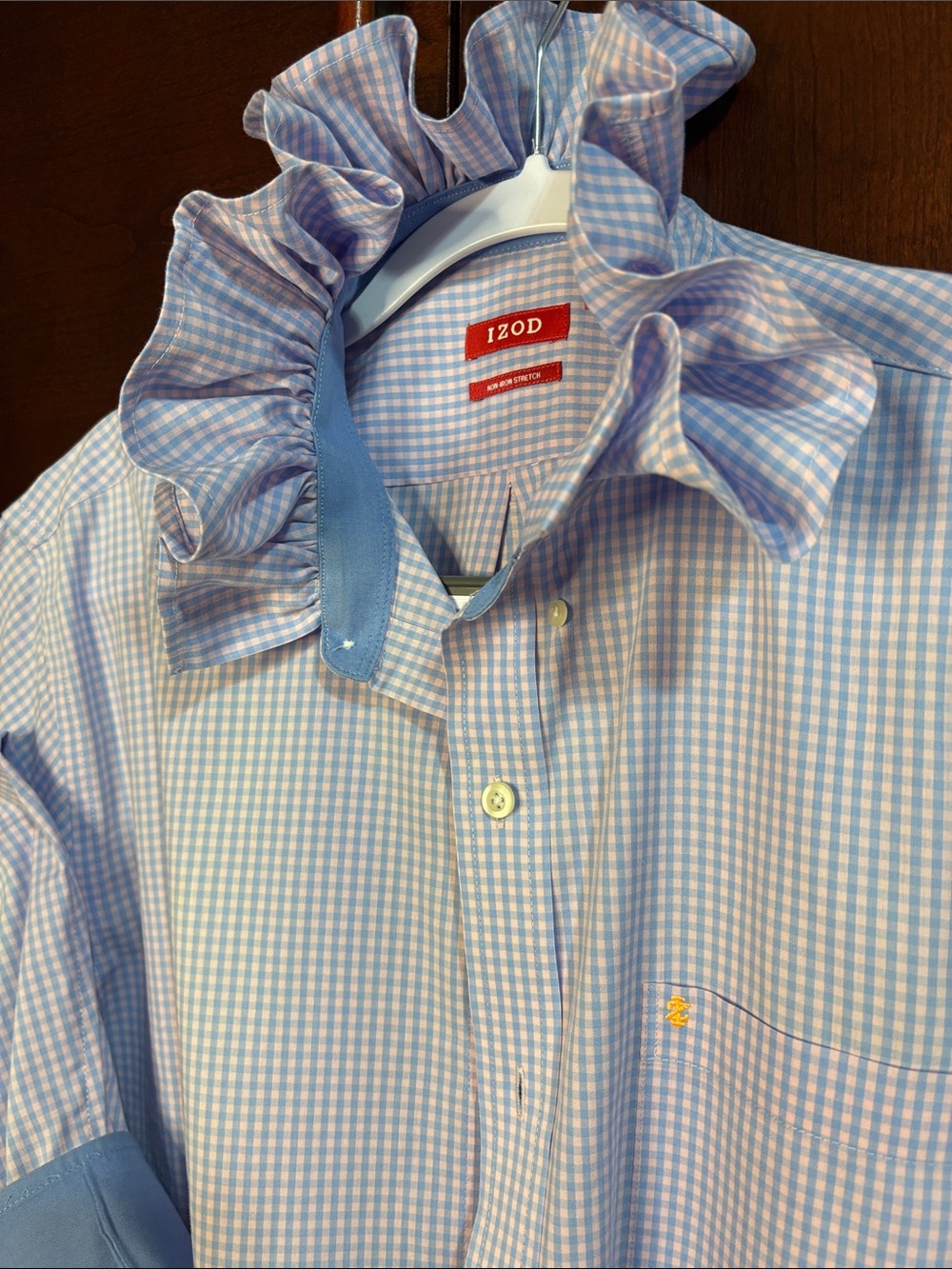 Upcycled/Reloved Izod Light Blue/Baby Pink Micro-Check Shirt